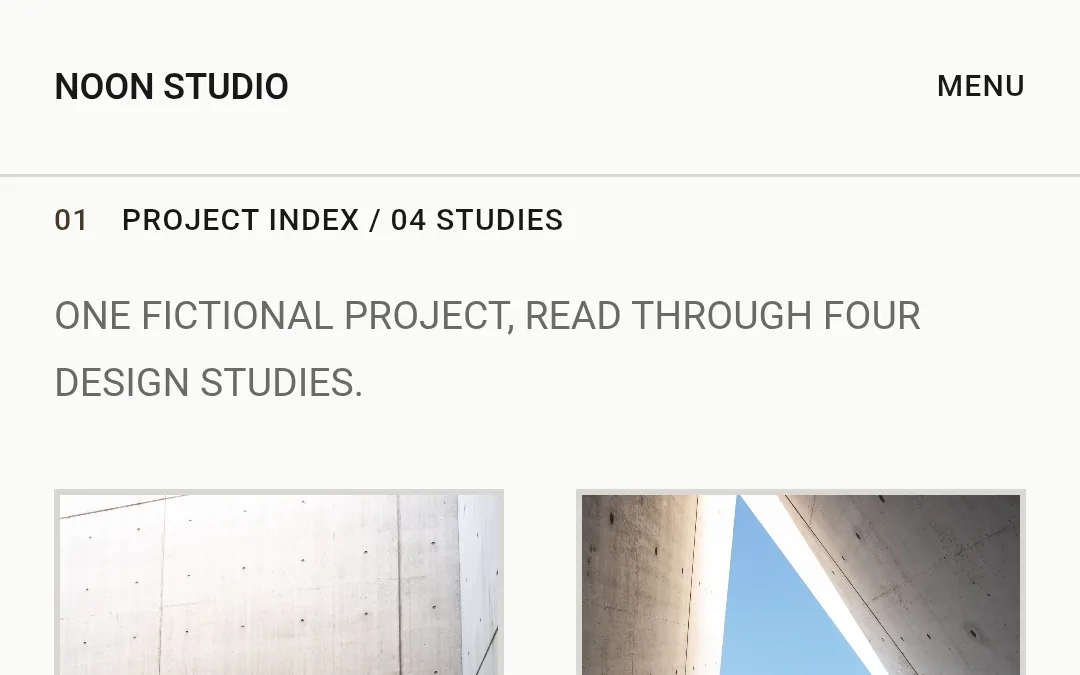 NOON STUDIO 건축·인테리어 컨셉 시안 첫 화면